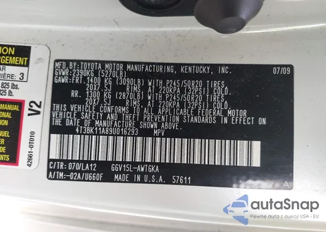 2009 Toyota Venza Base V6 from USA, damaged, VIN 4T3BK11A89U016293